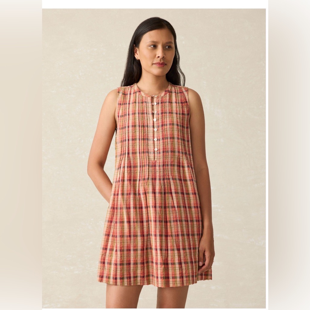 Faherty Red And Tan Plaid Dress